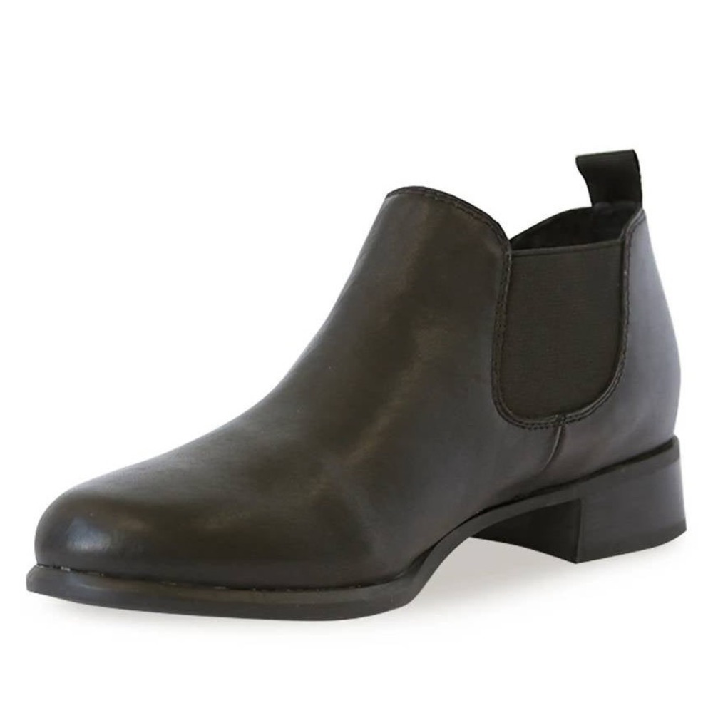 Munro American Black Leather Ankle Boots Chelsea Bootie Arch Support 9.5M